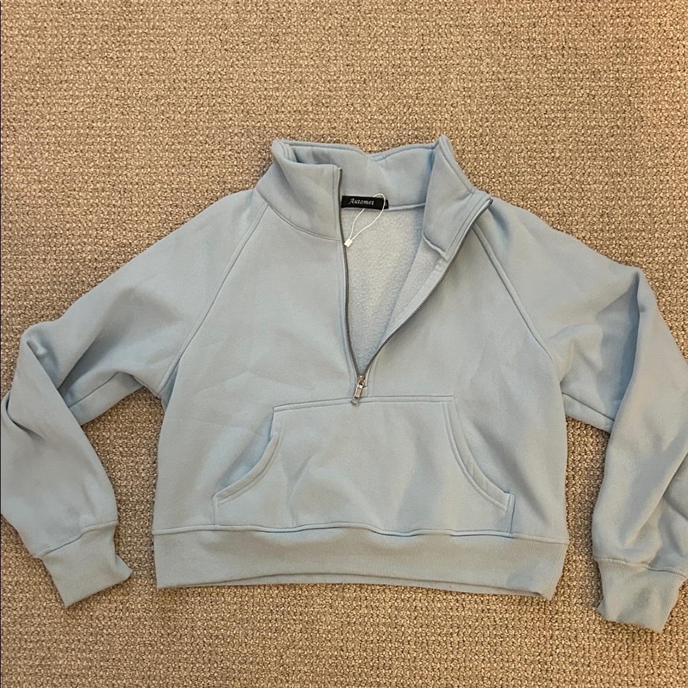 Aritzia Sky Blue Half-Zip Sweatshirt